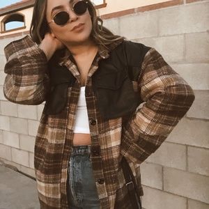 Faux Leather and Plaid Shacket